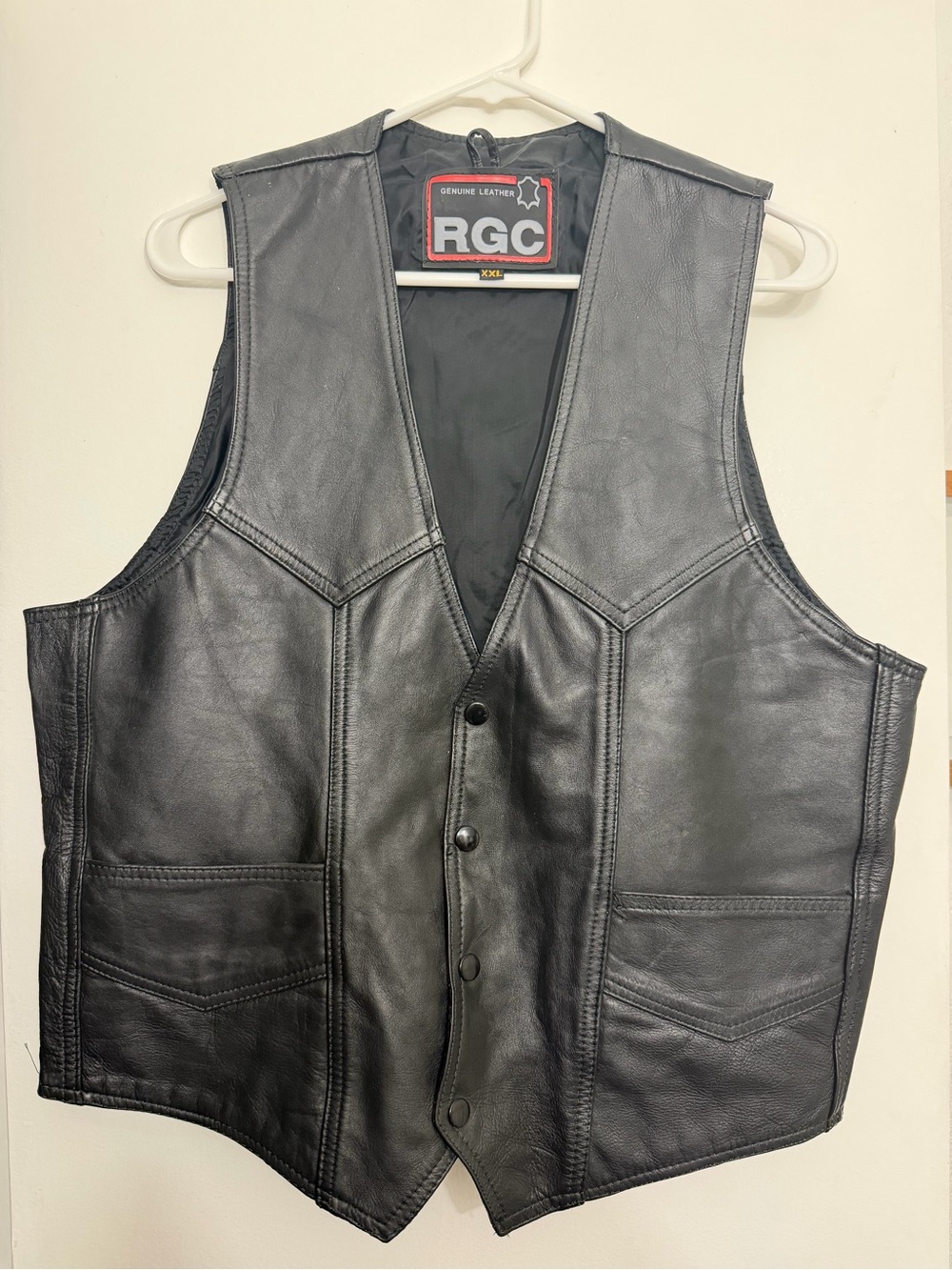 Men's Black Genuine Leather Vest